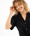 Robe chemise longue en viscose et lin femme
